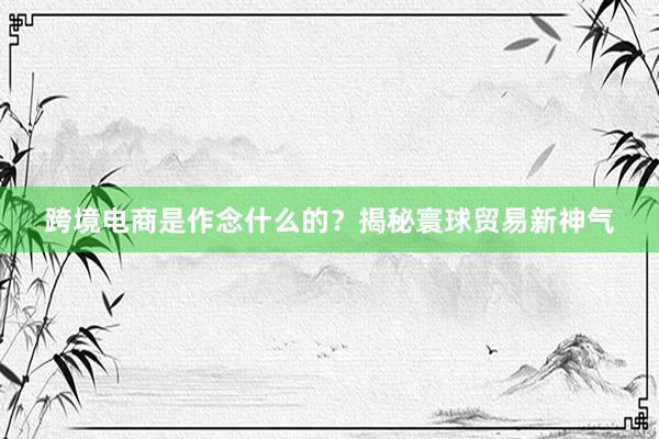 跨境电商是作念什么的？揭秘寰球贸易新神气